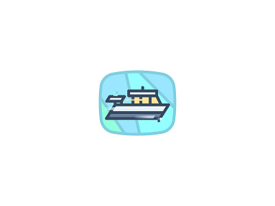 085 Yacht bold cloud icon illustration outline yacht