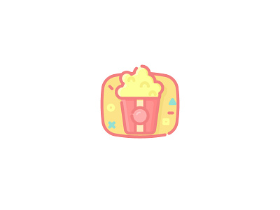 091 Popcorn bold icon illustration line outline popcorn