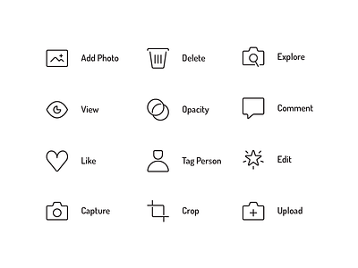 Photo Social Media Icon Set android app icon iconography iconset line outline photo ui user interface