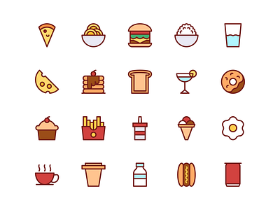 Food And Drink Icons In Filled Line Style by Inipagi Studio on Dribbble