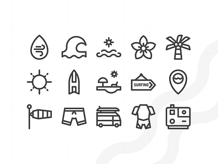 Surf Icons (Outline) by Inipagi Studio on Dribbble