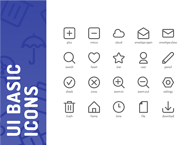 UI Basic Icons button icon iconography line ui ux