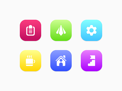 Colorful Startup Icons app button icon iconography iconset solid ui user interface ux