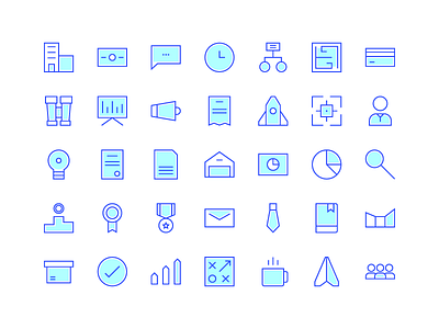 Business And Startup (Neon Blue) app button icon iconography iconset line ui user interface ux