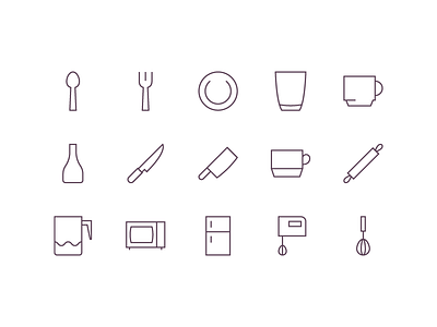 Kitchen Icons app button ico iconography iconset line ui user interface ux