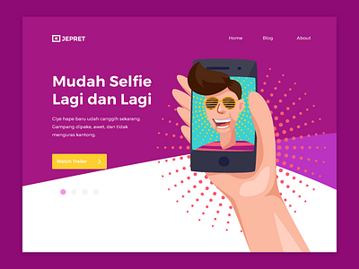 Selfie Landing Page Exploration homepage illustration landing page ui ux web website