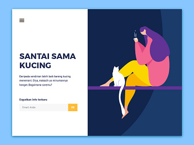 Santai Sama Kucing Landing Page header hero image illustration landing page ui user interface ux web
