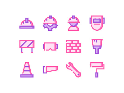 Labor Day Icons (Pink Mavis) action button icon icon set iconography icons sign symbol system ui ux