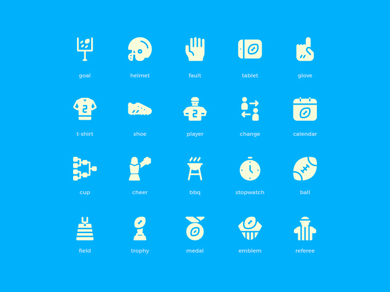 American Football Icons (Solid) symbol sign action system ux ui button iconography icon set icons icon