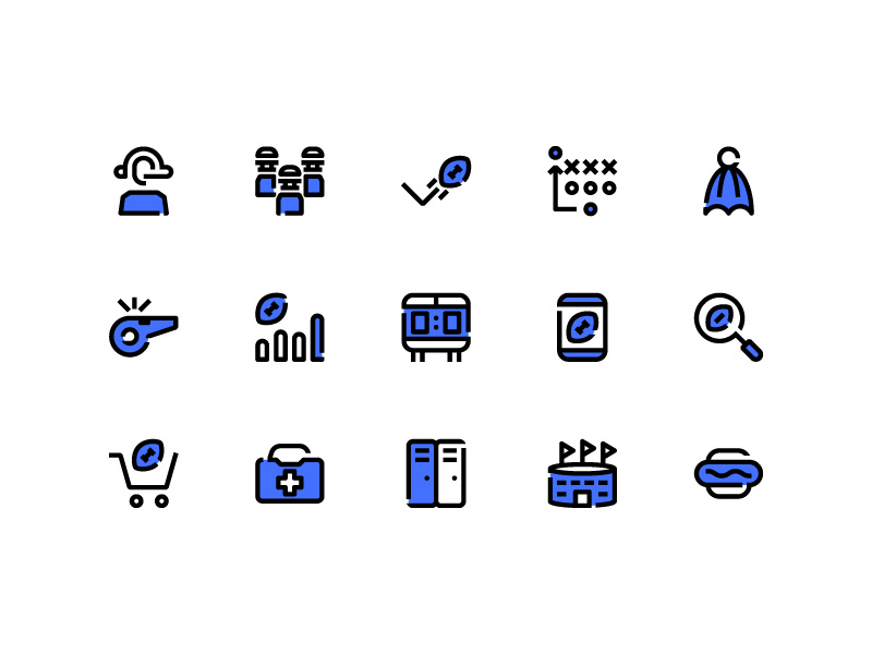American Football Icons (Blue Field) symbol sign action system ux ui button iconography icon set icons icon
