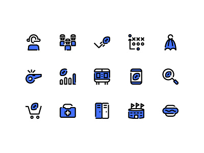 American Football Icons (Blue Field) action button icon icon set iconography icons sign symbol system ui ux