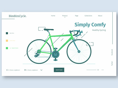 BimBimCycle Landing Page bicycle bike flat illustration landing page simple web