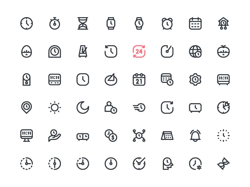 Time Icons button icon icon set iconography icons iconset line outline schedule system icon time ui ux