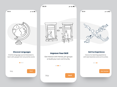 Bahasa - Language Learn App design introduction screen language app mobile app design mobile ui sign in sign up splashscreen ui