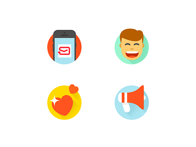 Icons WIP bullhorn face happy heart horn icons megaphone mobile phone smile