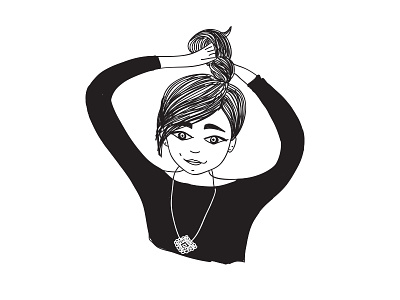 Hair bun - Line drawing character design digital graphic graphic design illustration sketch vector