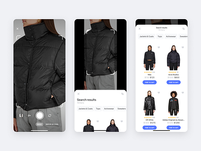 Search by image camera design filtering items list principle searching ui ux