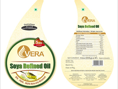 Refined oil 5 Litre Label Design branding design illustration typography