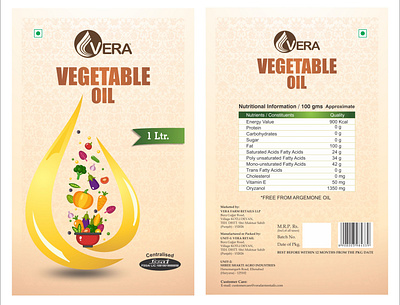 VEGETABLE OIL 1 litre Pouch Label Design branding design illustration typography