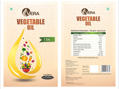 VEGETABLE OIL 1 litre Pouch Label Design