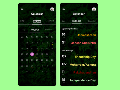 Calendar (Daily UI - 038) app calendar celebration dailyui dailyuichallenge design festivals figma holiday ios mobile ui