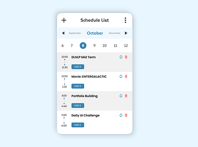 Schedule (Daily UI - 071) color dailyui dailyuichallenge design figma ios list mobile schedule ui