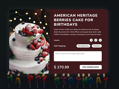 Pre-Order (Daily UI - 075) berries birthday cake celebration cherries dailyui dailyuichallenge design figma landing page preorder ui