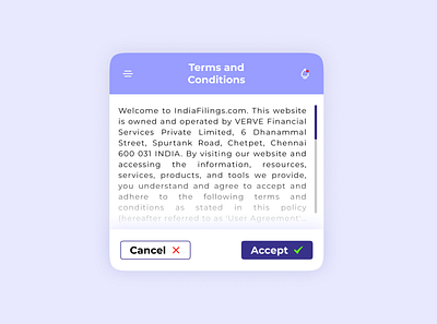 Terms of Service (Daily UI - 089) accept cancel conditions dailyui dailyuichallenge deny design figma hamburger menu notifications service terms ui