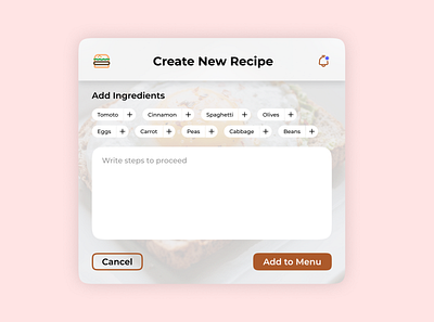 Create New (Daily UI - 090) create dailyui dailyuichallenge design figma ingredients new notifications recipe steps ui