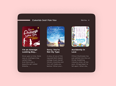 Curated For You (Daily UI - 091) books curated dailyui dailyuichallenge design favourites figma novels reading ui