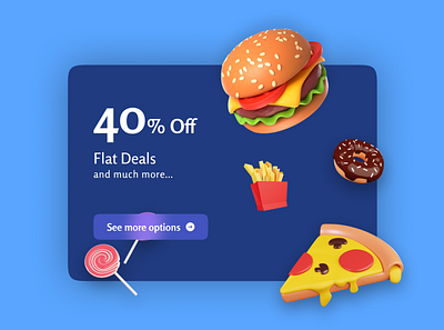 Advertisement (Daily UI - 098) 3d advertisement blur burger dailyui dailyuichallenge design donuts figma food fries pizza sale ui