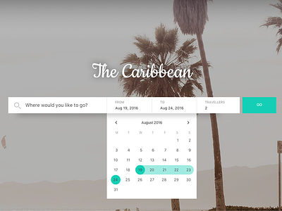 Day 17 - Date Picker calendar caribbean date picker travel ui ux