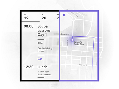 Day 26 - Vacation Planner calendar events map minimal navigation route typography ui ux