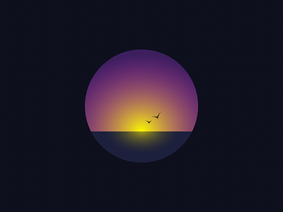 Sunset badge bird circle icon sunset