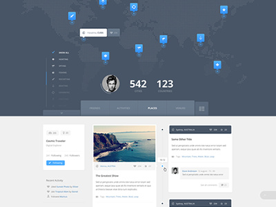 Travelling Map Wip blue clean flat icons layout map marker minimal pin travel ui ux web website