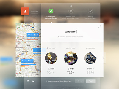Holiday Selector basel blue blur buttons clean flat layout red select switzerland trip ui ux web widget