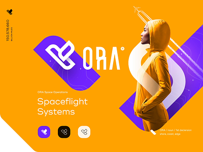 ORA Branding branding fly intro lettering logo mark plane purple space type ui web yellow