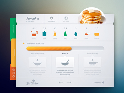 Get Cooking clean cooking app interface layout minimal pancake ui ux