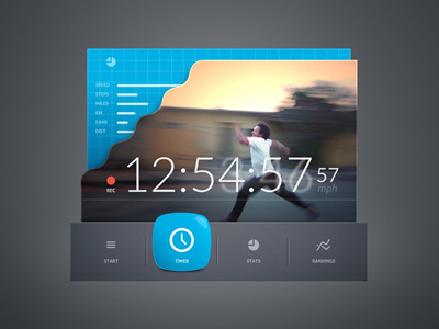 Speed Detector app application clean clock countdown interface layout minimal speed ui ux widget