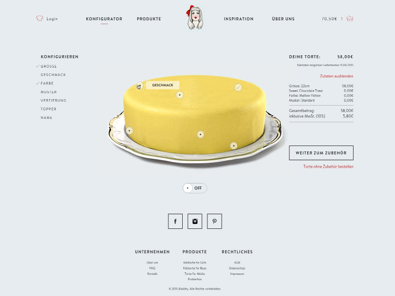 Biskitty - 3D Cake Configurator 3d bake cake config configurator diy do it yourself e commerce individual shopping