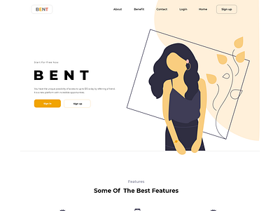 Bent Landing page branding graphic design ui