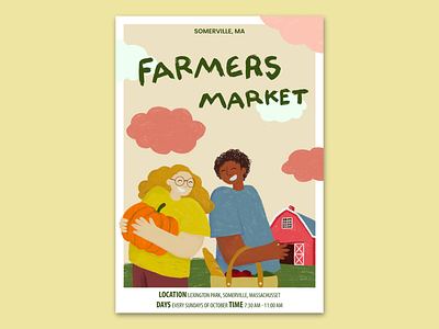 Farmers market in Somerville, MA branding design drawing graphic design illustration photoshop poster procreate