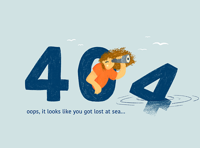 404 error, lost at see 404 error banner design graphic design illustration procreate website