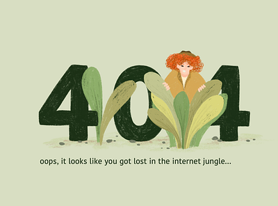 404 error, lost in the internet jungle 404 error banner design graphic design illustration illustrator procreate website