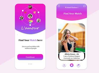 L'amour- Dating app app design graphic design illustration logo typography ui ux vector web