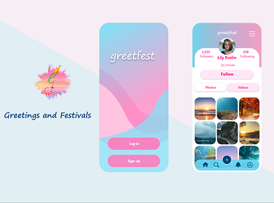 Greetfest- Image Sharing Platform app design graphic design illustrator logo typography ux