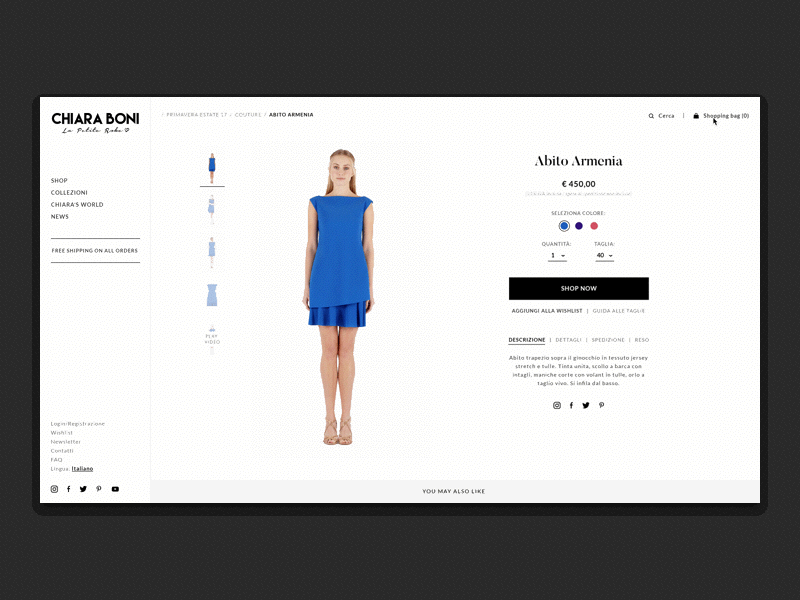 Chiara Boni - Item Page art direction chiara boni ecommerce fashion gif online store principle store webdesign website