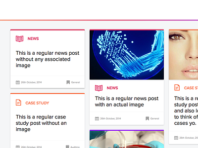 Science News blog listing news feed web design wip
