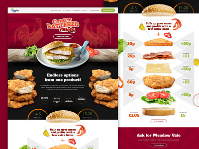 Meadow Vale Foods – Month 2 burger campaign chicken cocks food landing page parallax web design