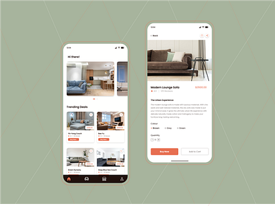 Couch/Furniture Sales App app design design furniture app illustration mobile design orange colour design ui ux